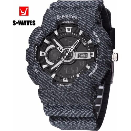 SWAVES Plastic Watches Mens 2019 Unique Luxury LCD Quartz Electronic Montre Homme Waterproof Sports Fashion Military Watch Men