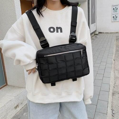 Black Running Chest Rig Bags Men Tactical Package Nylon Riding Motorcycle Chest Pouch Unisex Belt Pack Travel Waist Bags