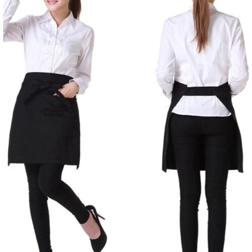 Black Bust Waiter Short Apron Kitchen Restaurant Flirty With Pocket 1 Pc