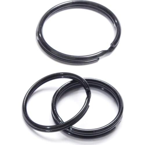 Black Metal Key Hook DIY Leathercraft Circle Rings Accessories 2.5cm Diameter