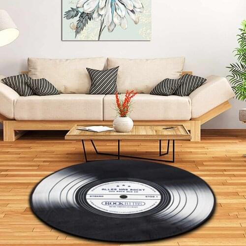 Four sizes Round Carpet Rugs 3D Vinyl Record Printed Carpets Floor Mat For Bedroom Living Room Anti slip Home Decoration