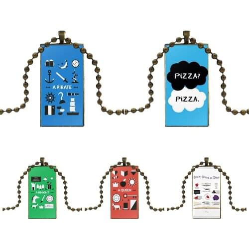 For Women Jewellery Once Upon A Time Hipster Glass Cabochon Jewelry Bronze Color With Long Pendant Choker Rectangle Necklace