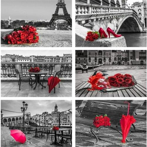 Evershine Diamond Embroidery Rose 5D DIY Diamond Painting Cross Stitch Red&Black Series Mosaic Scenery Picture Of Rhinestone