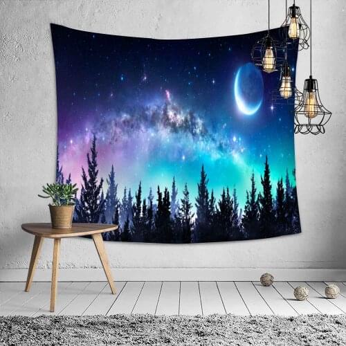 Multiple Size Tapestry Wall Hanging Mysterious Forest Flower Jungle Animal Moon Ocean Landscape Tapestry for Home Room Décor