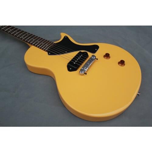 Custom 6 strings guitar ,yellow plane gutar,P90 pickup,black pickguard,mahogany body neck chrome button