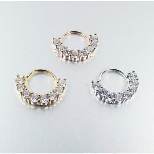 16G 1.2mm Cubic Zirconia Daith Orbital Piercing Hoop Nose Ring Titanium Tragus Ear Piercing Cartilage Body Jewelry