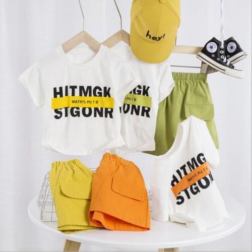 Summer Korean Fashion Baby Girl Clothes Sets Kids Toddler Baby Color Skirt Cotton Short Sleeves 2PCS
