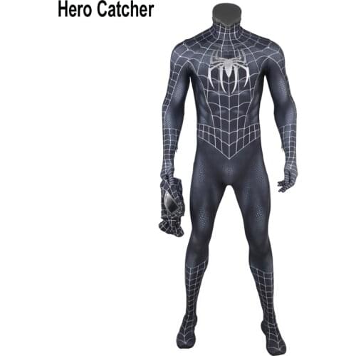 Hero Catcher High Quality Black Raimi Cosplay Costume With Mirror Lens Relif Spider on Chest