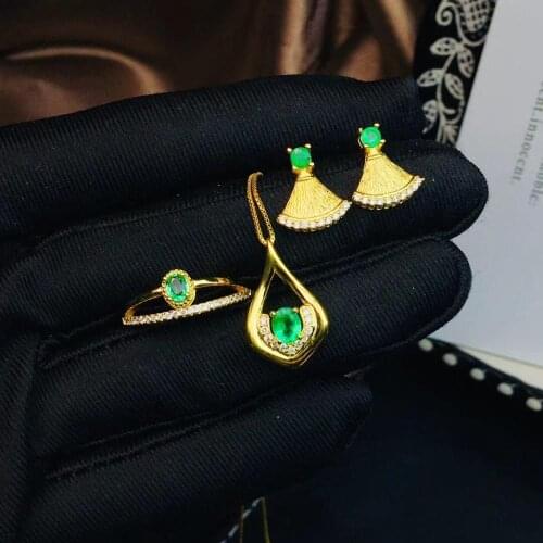Natural emerald suit, 925 pure silver , new products, hot-selling. Womens Jewelry Monopoly