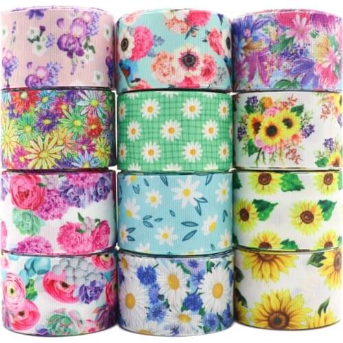 10 Yards 1.5" 38MM Flower Printed Grossgrain Ribbon For Hair Accessories DIY Craft Supplies Sewing Handmade Y2021051101