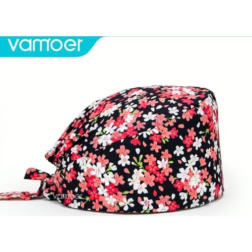 Nurse uniform Soft Hat Printing Wear The Mask Nurse Sweat-absorbing Head Wrap Durable Towel Surgical Anti-Dirty Pure Cotton Cap