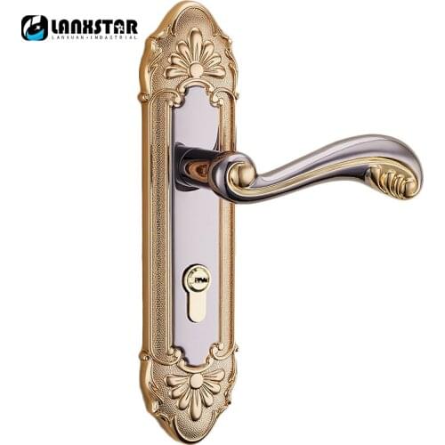 European Style Lockset Bronze Bedroom Interior Door Wood Doors Black Gold Mechanical Handle Lock