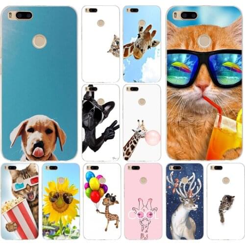 46AS Cute cartoon giraffe Soft Silicone Tpu Cover phone Case for Xiaomi MI A1 A2 A3 6 8 9 SE lite