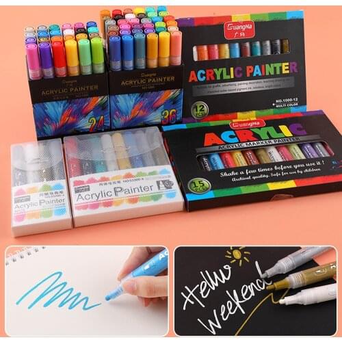 36 Pcs Set Acrylic Fluorescent Highlighter Pen Markers Pastel Drawing Pen for Student School Office Supplies Cute Stationery