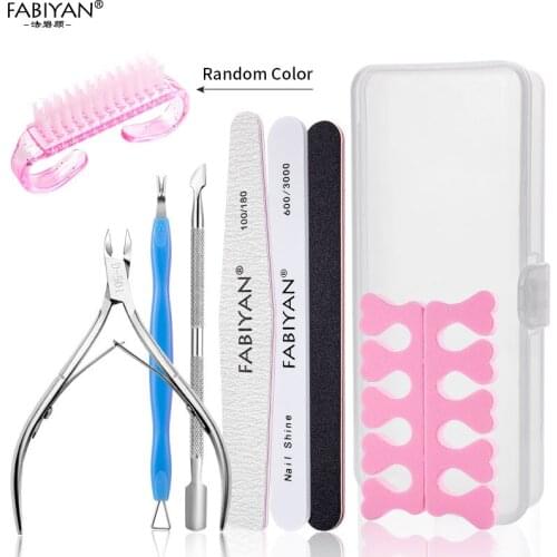 Hot Manicure Tool Kit 10pcs/set Stainless Steel Cuticle Scissor Cuticle Pusher Nail File Nail Brush Nail Beauty Tool Set Box