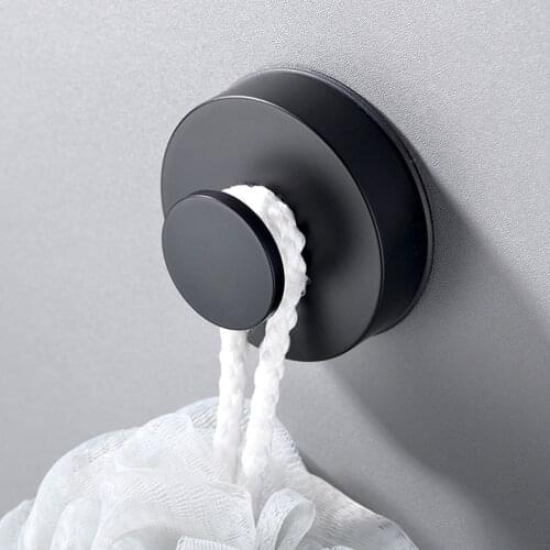 Black Plastic Sucker Wall Hook Plastic Hooks Seamless Stick Hook Multifunctional Wall Hanger for Home Bathroom Kitchen