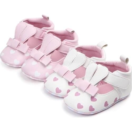 2021 New Pink Rabbit Ear Girl Infant Shoes Baby Shoes Soft Sole Little Girls First Walker Lovely Shoes Casual Baby Toddler Shoes