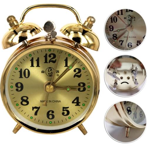 New Horseshoe Mechanical Gold Alarm Clock Manual Wind Up Vintage Metal Clock Cute For Indoor/Outdoor Living Room Home Decor
