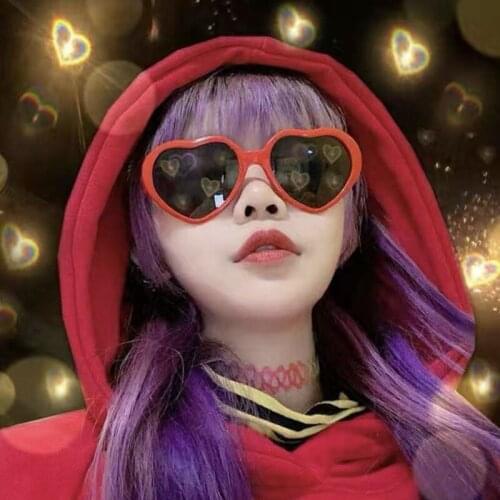 Love Heart Shaped Effects Glasses Watch The Lights Change to Heart Shape At Night Diffraction Glasses Women Party Sunglasses