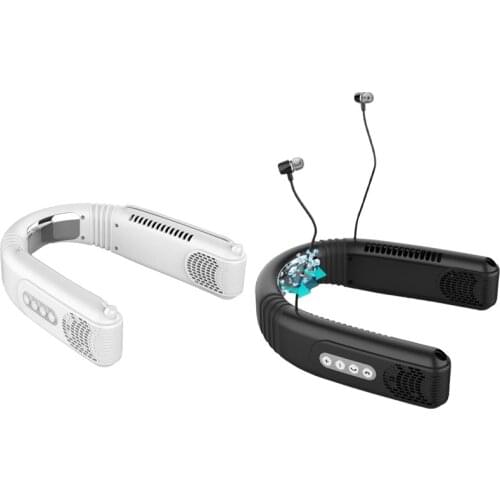 Cooling Lazy Wireless Hanging Neck Fan Air Conditioning Fan with Bluetooth Headset Removable Outdoor Silent Small