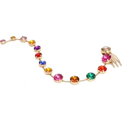 New Style Simple Color Crystal Hair Comb Ponytail Hair Comb Hair Braid Headdress Tassel Small Jewelry