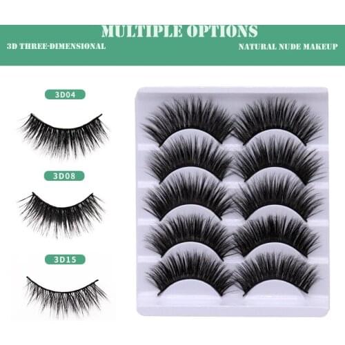 Makeup Eyelashes 3D Wispy Natural Cross Eyelash Extension Reusable three-dimensional Lashes fiber hard stem False Eyelashes 10pc