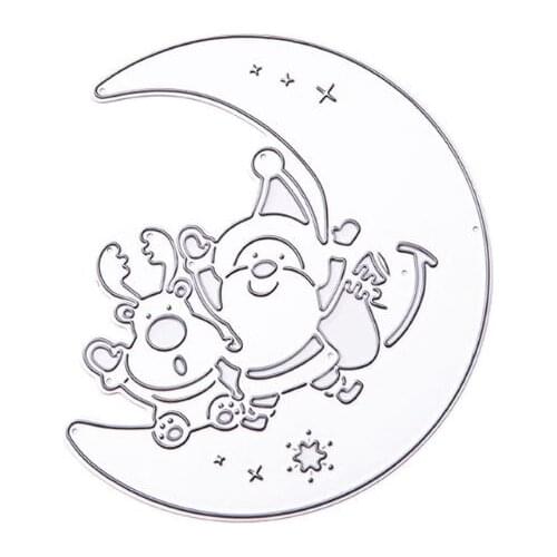 Christmas Moon Santa Claus Metal Cutting Dies Stencil DIY Scrapbooking Album Stamp Paper Card Embossing Crafts Decor