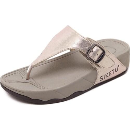 Fashion Buckle Platform Slippers Summer Ladies shoes woman Beach Flip Flops Glitter Flat Slides House Slippers sandals women b14