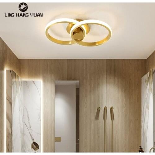 Modern Led Chandelier Circle Ceiling mounted Chandelie Lamp for Living room Bedroom Dining room Balcony Corridor Aisle Lamp Gold