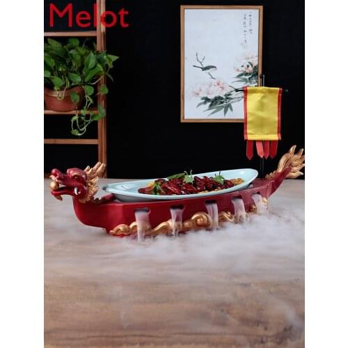 Special Shaped Dragon Boat Boat Hotel Restaurant Dry Ice Tableware Private Dish Fish Sashimi Dish