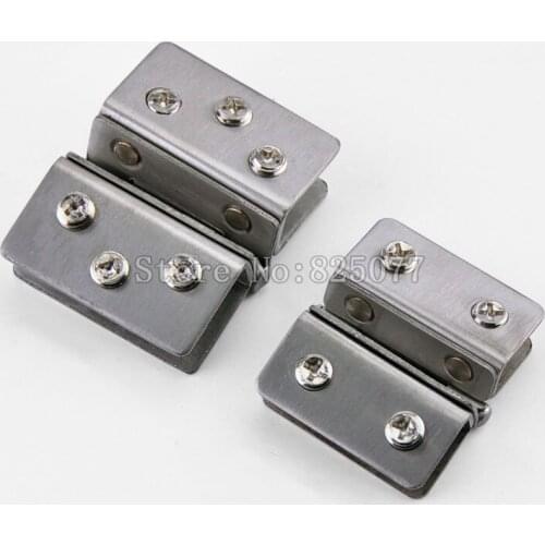 10PCS Glass Door Hinge Display Cabinet Showcase Hinge Stainless Steel Clamp Size S/L Hardware JF1271