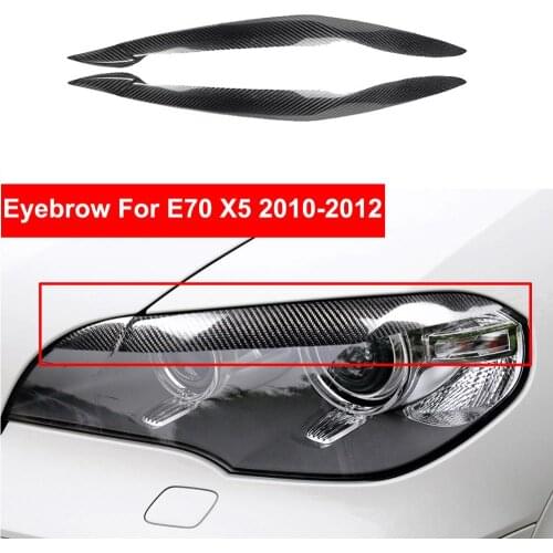 2PCS Car Styling Real Carbon Fiber Headlight Eyebrow Eyelids For BMW E70 X5 Trim Cover Sticker Accessory 2010-2012 Exterior Part