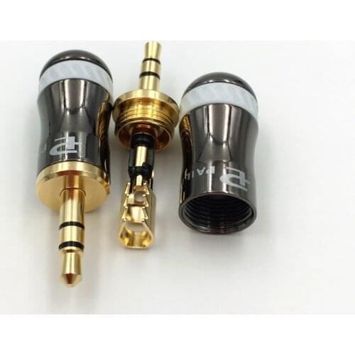 2pcs Pailiccs 3.5mm Gold Tone 3 Pole Male Audio Jack Repair Headphone Earphone Plug DIY Soldering Connector for 6mm 8mm Cable