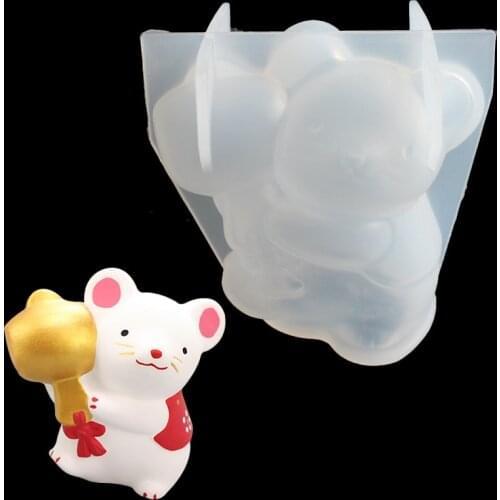 3D Mouse Silicone Mold Chocolate Cake Resin New Year Candle Making Form Animal Plaster DecorationTool