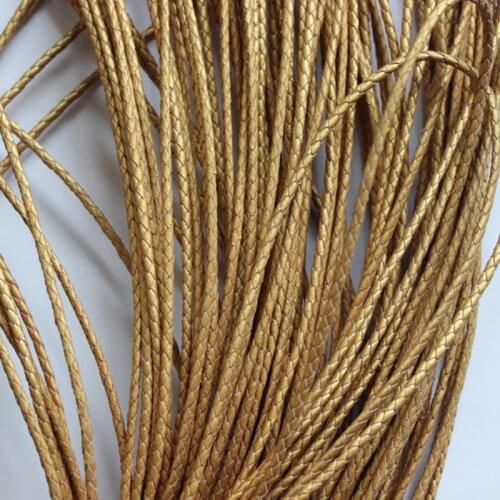 5Meters Metallic Gold Color 3mm Round Braided Bolo Leather Cord