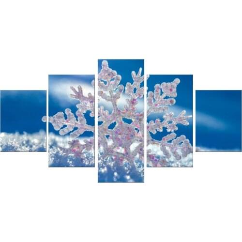 5 Pieces Canvas Wall Art White Snow Paintings Modern Winter Freezing Tree Canvas Painting for Living Room Wall Decor Framed