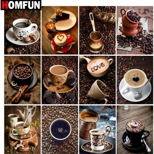 HOMFUN Full Drill Diamond Painting "Coffee landscape" DIY Picture Of Rhinestone 5D Diamond Embroidery Cross Stitch Decor