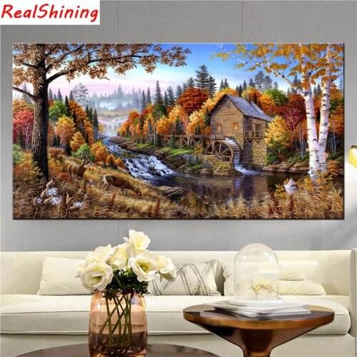 Large size picture Forest river diamond Embroidery diy diamond painting mosaic painting 3d cross stitch H2484