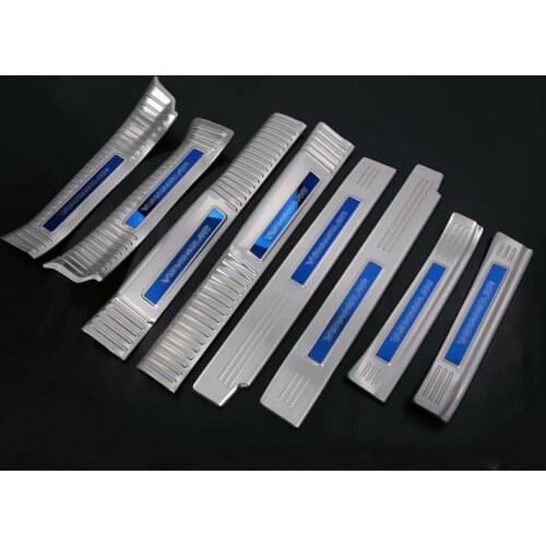 Car styling 8pcs stainless steel Internal door sill strip decoration strip for wrangler JL 2018 2019 with logo