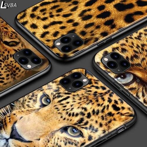 Tiger Leopard Panther For iPhone 12 Pro Max Mini 11 Pro XS Max X XR 6S 6 7 8 Plus 5S Bright Black Phone Case