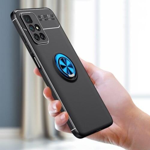 KEYSION Shockproof Case for Redmi 10 Prime Note 10 Pro 10T 5G Ring Stand Silicone Back Cover for Xiaomi POCO X3 NFC F3 GT