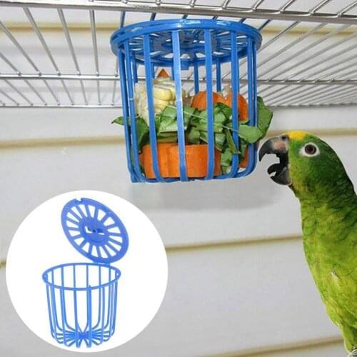 Parrot Fruit Holder Blue Multifunctional Creative Blue Bird Fruit Feeder Basket For Pet Small Hanging Basket Fruit Storage Box
