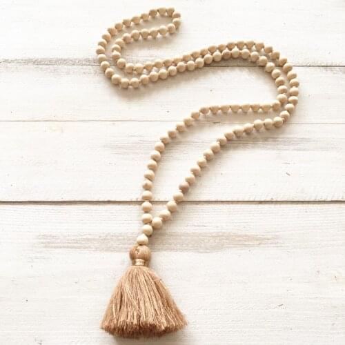 Boho Handmade Tassel Long Necklace Statement Fashion Wooden Beads Colourful Tassel Collares De Moda Ladies High Quality Collier