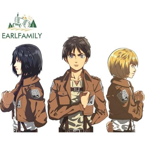 EARLFAMILY 13cm x 8.6cm For Attack on Titan Car Decal Vinyl Car Sticker Scratch-proof Stickers Personality Windows Motorcycle