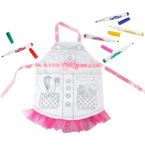 Chef’s Apron,Cooking & Baking Accessories Pretend Play & 5pcs Coloring Pen for Kids Ages 3 and Up