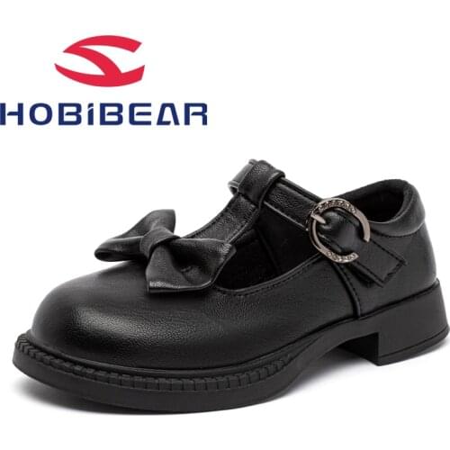 HOBIBEAR Youth Women Wedges Shoes Girls Shoes 2021 White Leather Shoe Butterfly Knot Casual Children Kids Shoes for Girl GS7527