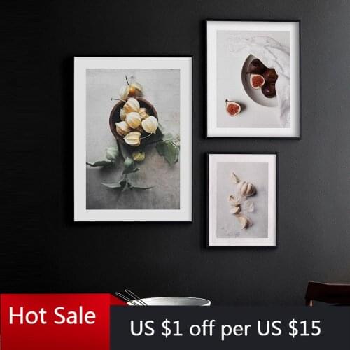 Kitchen Fruit Picture winter cherries Garlic Fig Canvas Painting Diner Wall Art Decorative Print For Posters Aesthetic Room Deco
