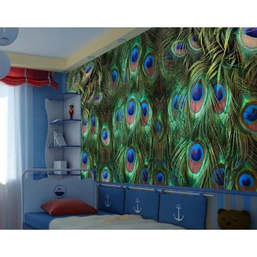 Classic painting wallpaper blue feather wallppaers 3d murals wallpaper for living room