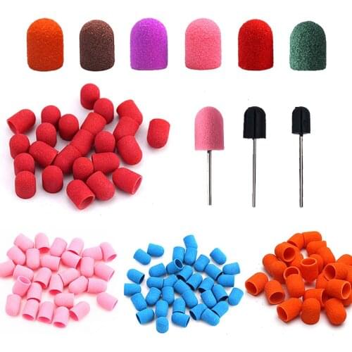 10pcs Nail Sanding Caps Nail Drill Grinding Bit Files Pedicure Sanding Bands Remove Dead Skin Pedicure Manicure Cleaning Tools