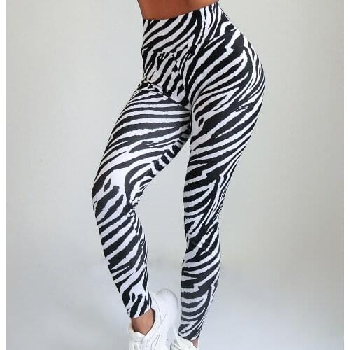 Fashion High Waist Sport Yoga Pants For Women Zebra Pattern Printed Yoga Legging Workout Fitness Tights Leggings Sweat Pants